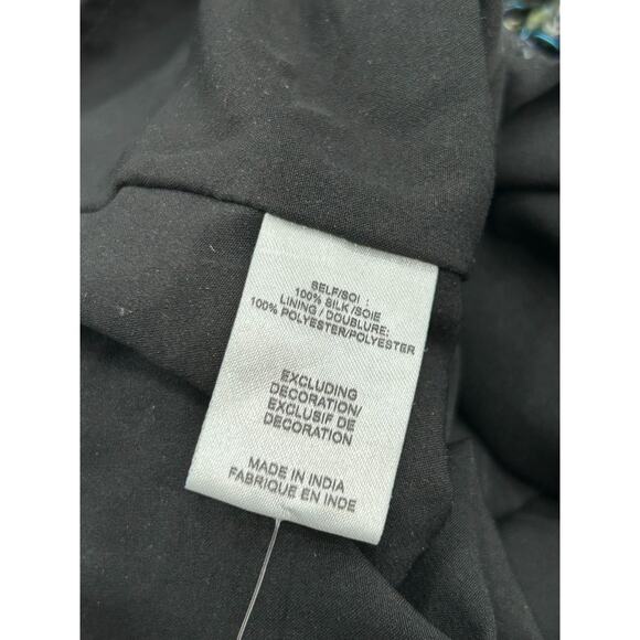 HAUTE HIPPIE Mosaic Sequin Embelished Cropped Top Short Sleeves Black Silk Sz‎ M - Picture 7 of 12